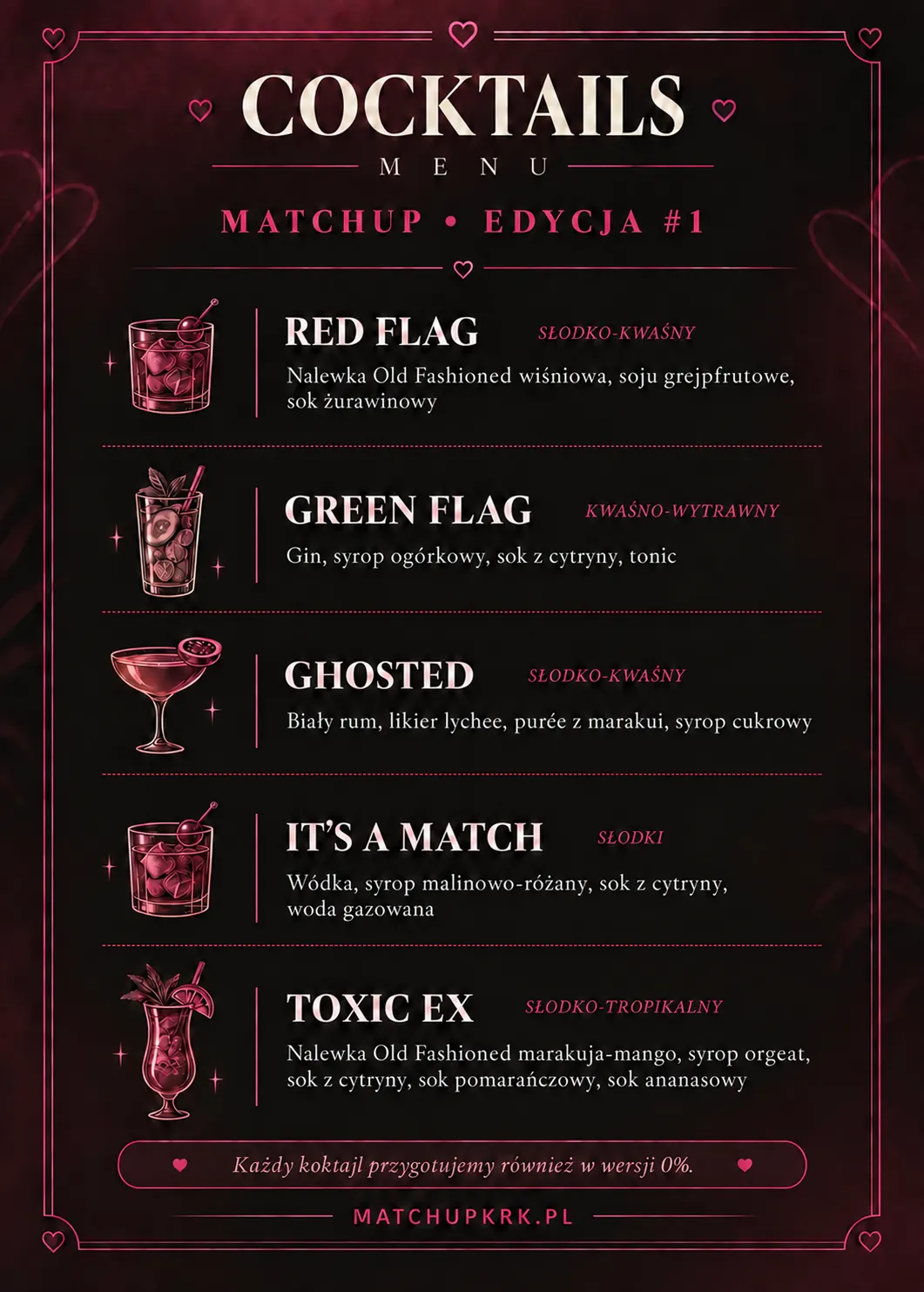 Menu koktajli na speed dating w Krakowie — MatchUp, OLD FASHIONED